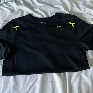 Nike dri fit fitness tennis golf shirt black neon boys L